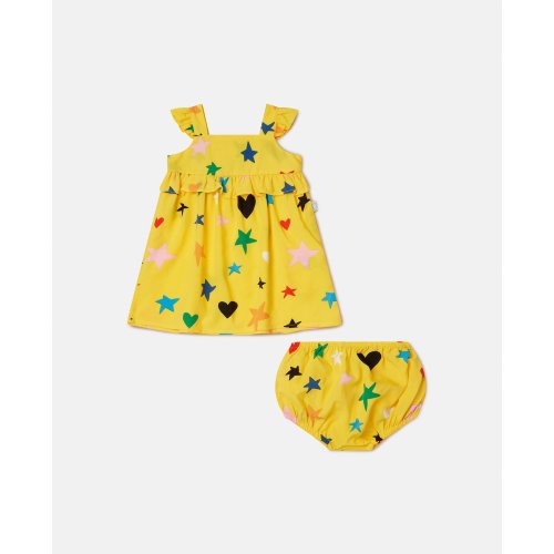 Star Pattern Dress and Bloomers Set