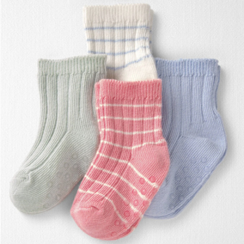 Baby Girl 4-Pack Slip Resistant Socks Made with Organic Cotton  - Little Planet | Carter's