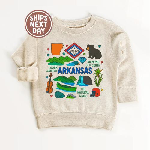 Arkansas State Kids Tee | Baby Bodysuit Gift | Arkansas Family Vacation Sweatshirt | The Natural State | USA States Gifts for kids
