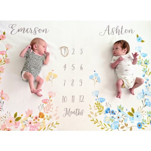Twin Milestone Blanket - Custom and Personalized for Boy and Girl, Extra Large Size Fleece