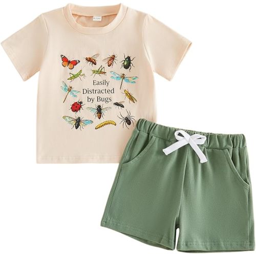 Kupretty Toddler Baby Boy Clothes 12 18 24 Month 2T 3T Summer Outfit Retro Farm Tractor Tee Shirts T-Shirt + Shorts Set