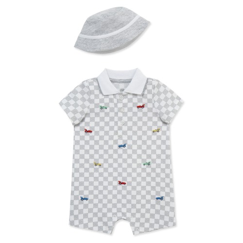 Little Me Embroidered Cotton Romper & Hat Set (Men) | Nordstromrack