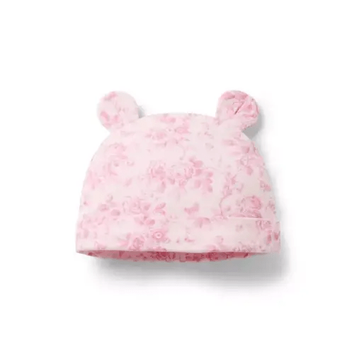 Baby Pearl Pink Floral Toile Baby Floral Toile Bear Ear Beanie by Janie and Jack