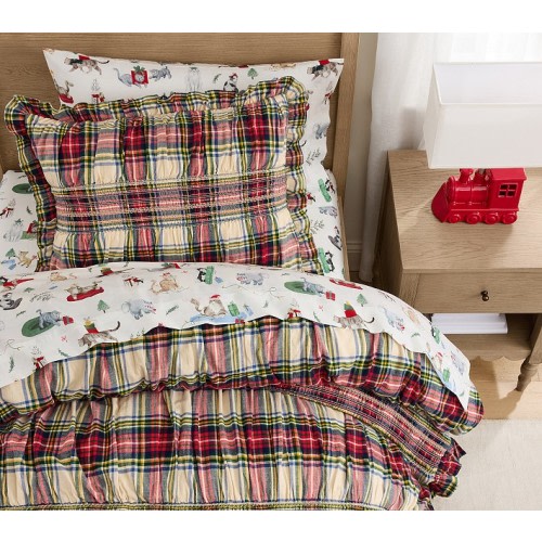 Holiday Plaid Smocked Comforter & Shams | Pottery Barn Kids