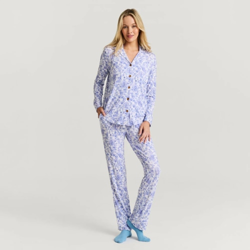 Princess Damask White Luxe Womens Pajamas | Briar - Size XL