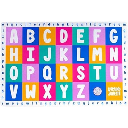 Uppercase & Lowercase Alphabet Placemat - Double Sided Educational 12" x 18" Dining Table Mat for Toddlers - Non Slip, Washable, Reusable Learning Placemat