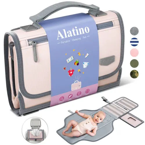 Alatino Portable Diaper Changing Pad for Baby(Pink)