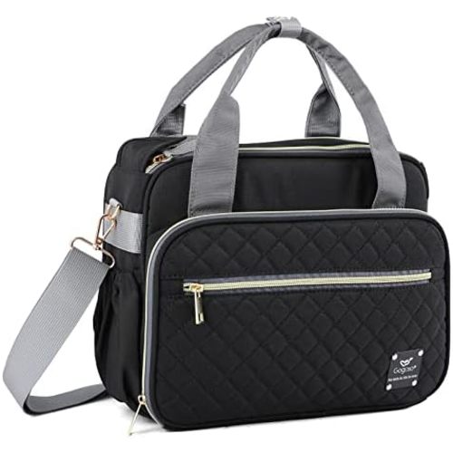 GOGOSO Crossbody Small Diaper Bag, Cute Mini Baby Diaper Tote Bags with Insulated Pockets for Traveling Outdoor Parent, Black
