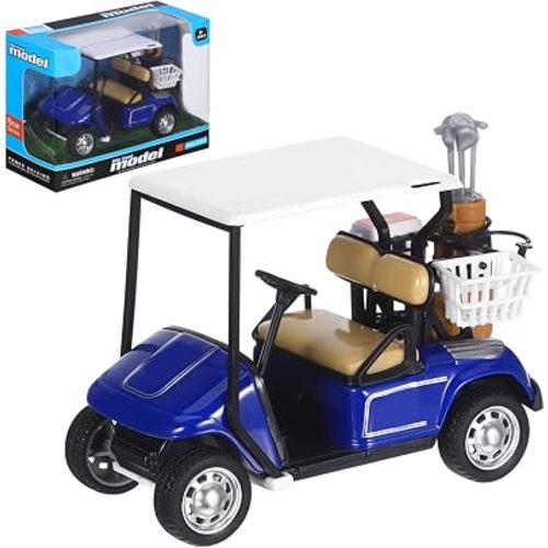 FAVOMOTO 1:36 Mini Golf Cart Model, Die Cast Golfcart Vehicle Pullback Action Toy Collectible Statue for Golf Party Birthday Decor Cake Toppers (Blue)