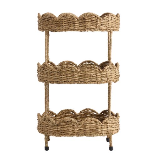 Daisy Oval Natural Seagrass Scalloped 3 Tier Storage Tower - World Market