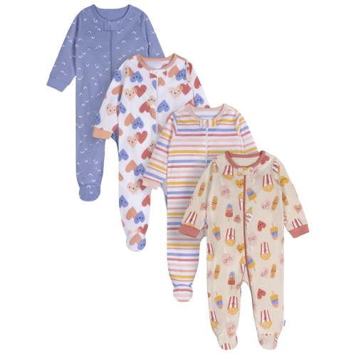 Onesies Brand Baby Girl Sleep ´N Play Footed Pajamas, 4-Pack, Sizes Newborn - 6/9 Months