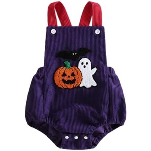 Baby Boys Girls Halloween Outfit Pumpkin Romper Ghost Jumpsuit Overalls