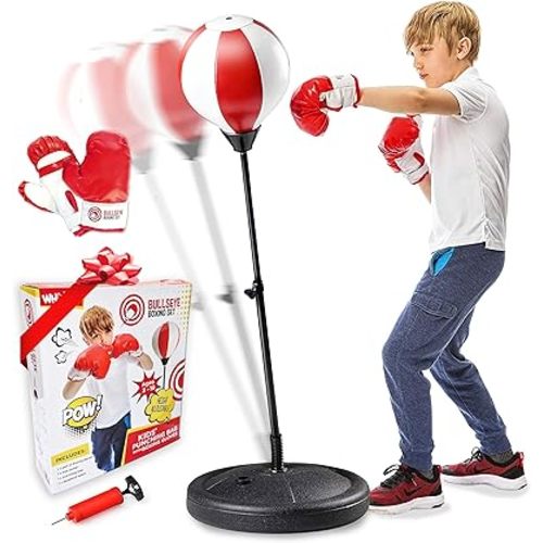 Whoobli Punching Bag for Kids and Toddler Incl Boxing Gloves| 3 4 5 6 7 8+ Years Old Adjustable Kids Boxing Bag with Stand| Sports Toy for Boys| Ideal Christmas Birthday Gift for Children; New 2026