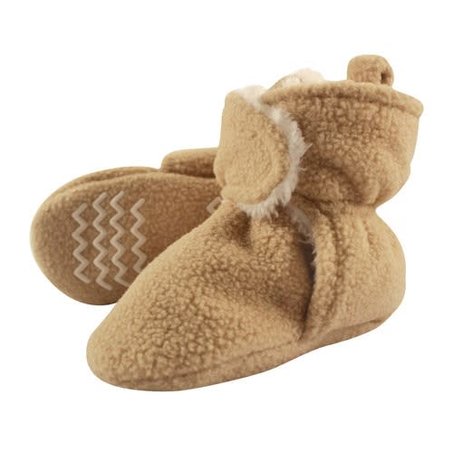 Hudson Baby Cozy Fleece and Sherpa Booties, Tan (Newborn)