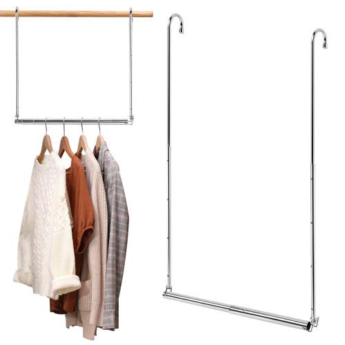 Tier Adjustable Closet Rod, No-Drill Extendable Hanging Bar for Wardrobe, Heavy Duty Stainless Steel Closet Organizer for Kids and Adults, 16-28 Inch