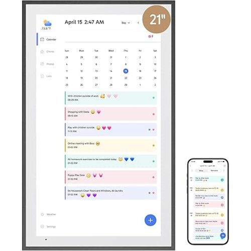 Dragon Touch 21.5" Digital Calendar Chore Chart – 1080P Full HD Interactive Touchscreen, Smart Family Planner, Hearth Display Digital Calendar Wall & Desk Mountable for Seamless Scheduling