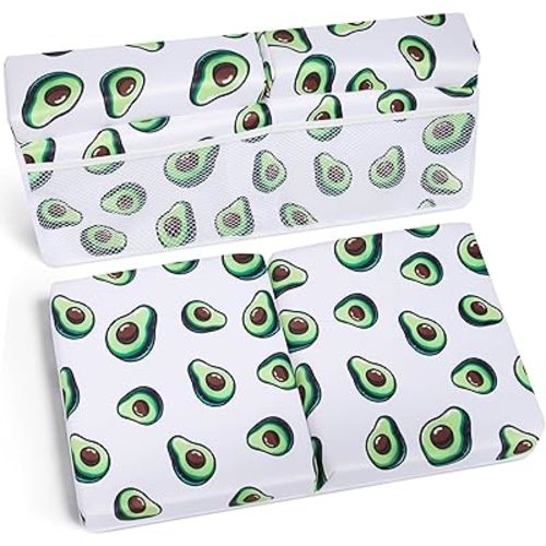 Baby Bath Kneeler and Elbow Rest Set – Avocado Print, Cushioned Mat w/Toy Storage & Suction Cups, Quick-Dry Neoprene, Baby Bath Essentials