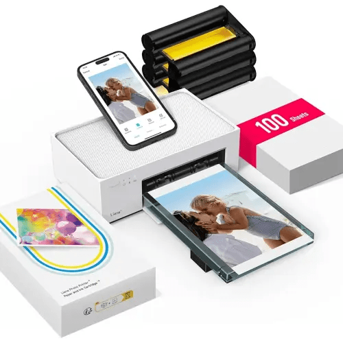 Liene M100 4x6'' Photo Printer, Phone Printer 100 Sheets & 3 Cartridges, Full-Color Photo, Portable Instant Photo Printer for iPhone Android, Thermal Dye Sublimation, Wi-Fi Picture Printer 100 Papers