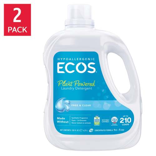 ECOS Liquid Laundry Detergent, Free & Clear, 210 Loads, 210 fl oz, 2-count