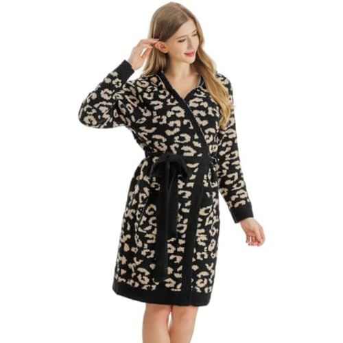 bearberry Cozy Robe Lightweight Soft Plush Bathrobe with Pockets for Women