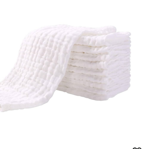 Yoofoss Muslin Burp Cloths for Baby 10 Pack 100% Organic Cotton Baby Washcloths for Boys Girls Large 20''X10'' Super Soft and Absorbent White