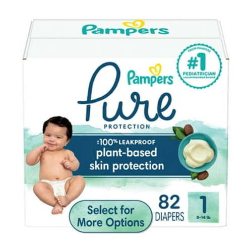 Pampers Pure Baby Diapers Size 1, 82 Count (Select for More Options)
