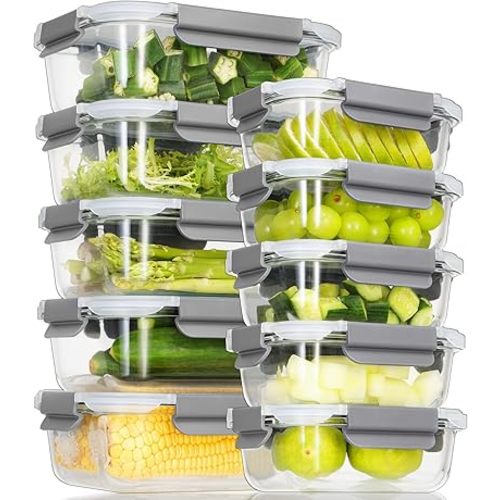 10 Pack Glass Meal Prep Containers with Lids - Airtight, Leak-proof, Bpa-free, Microwave, Oven, Freezer & Dishwasher Safe