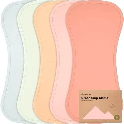 Organic Burp Cloths Baby Boy & Girl - 5-Pack Super Absorbent Microfiber Cotton Burping Cloths for Babies, Soft & Plush Newborn Spit Up Rags, Infant Towels for Milk Spit Up, Unisex, Large 21" x 10" (Flora Dew)