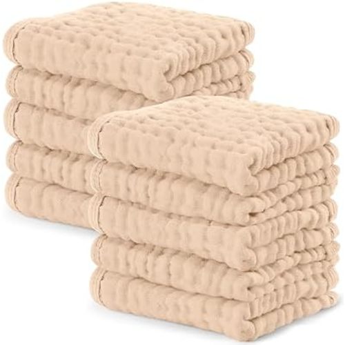 Comfy Cubs Muslin Baby Washcloths 10 Pack - Cream