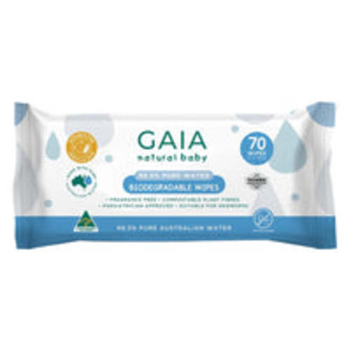 Gaia 99.5% Pure Water Wipes 70pk