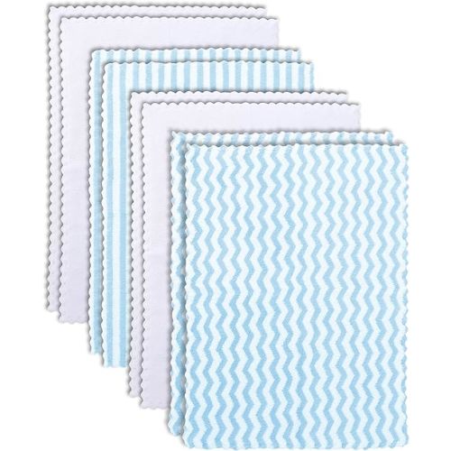 8 Pack Super Soft Baby Burp Cloths, Baby Washcloths, Ultra Absorbent Large Newborn Burping Cloth for Boy and Girl, Milk Spit Up Rags, Unisex for Baby Sensitive Skin, Aquamarine and White,16 × 12 Inch