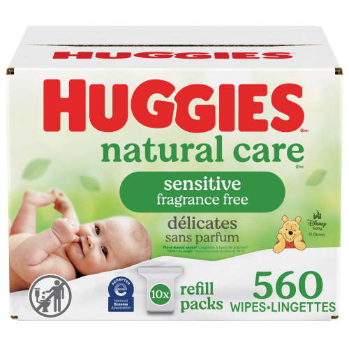 Baby Wipes, Huggies Natural Care, UNSCENTED, Sensitive, 10 Flip Top Packs, 560 Wipes - Walmart.ca