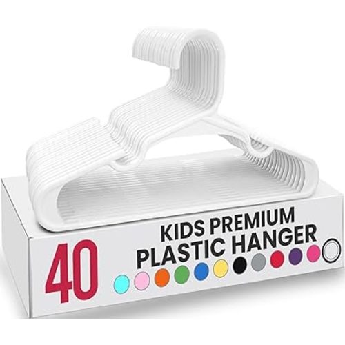 Utopia Home 40 Pack Kids Hangers - 11.5 Inch Plastic Baby Hangers for Closet - Childrens Hanger for Clothes & Infant Hanger for Closet - for Everyday Standard Use (White)
