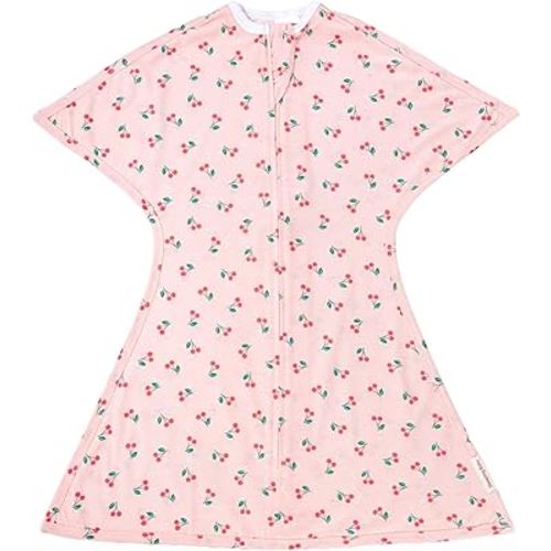 SleepingBaby Zipadee-Zip Transition Swaddle - Cozy Baby Swaddle Blanket with Zipper Convenience - Roomy Wearable Blanket for Easy Diaper Changes - Cherries, Small (4-8 Month)