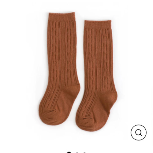 Sugar Almond Cable Knit Knee High Socks