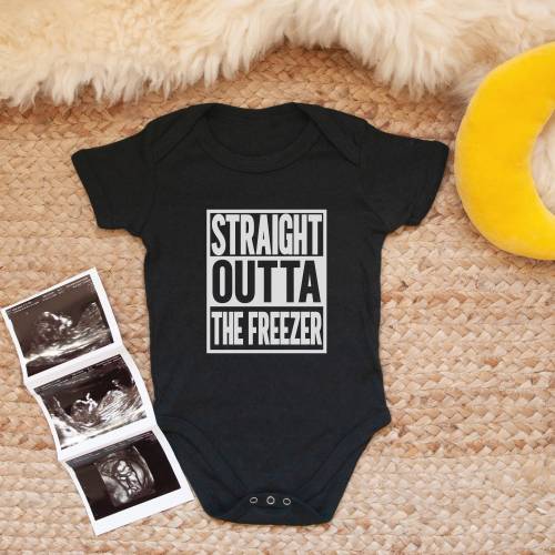 Funny Outta The Freezer IVF Baby Bodysuit, IVF Baby Outfit, Ivf Pregnancy Baby Boy Announcement, Baby Shower Gift, Ivf Baby Grow shirt
