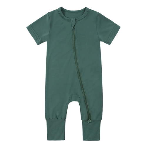 WIBACKER Baby Boys Girls Bamboo Viscose Short Sleeve Pajamas, 2 Way Zipper Romper, Sleep and Play 0-24 Months
