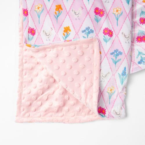 Diamond Floral Chicken Minky Baby Blanket