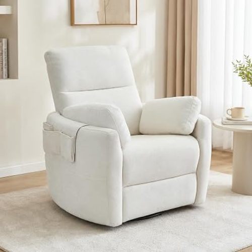Oversized Power 270°Swivel Rocking Recliner Chair Nursery, White