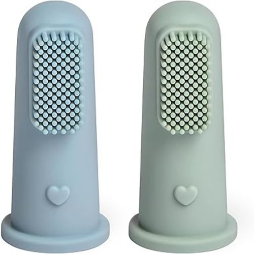 Baby Bliss 2 Pack Baby Toothbrush First Stage, 100% Food Grade Silicone Baby Tongue Cleaner Newborn Infant Toothbrush, Extra Soft Baby Finger Toothbrush, 0 Months +