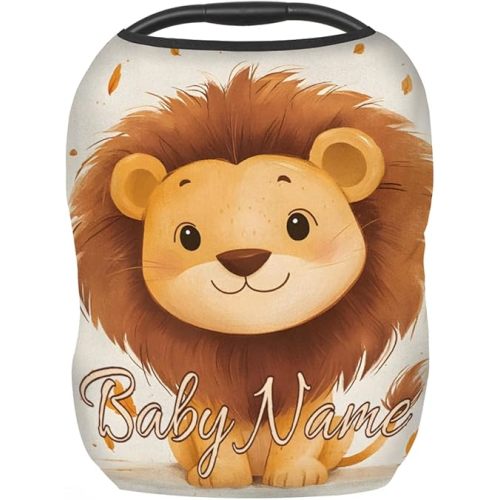 Stretchy Baby Car Seat Cover Custom Soft Breathable Nursing Cover Breastfeeding Cover Multiuse Infant Carseat Stroller Cover for Girls and Boys Lion