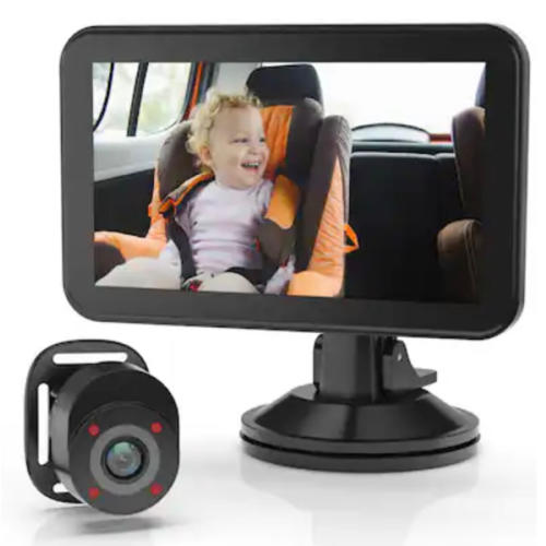 Rexing - BC500 In-Car Baby Cam with Monitor – HD 1080p & Infrared Night Vision - Black