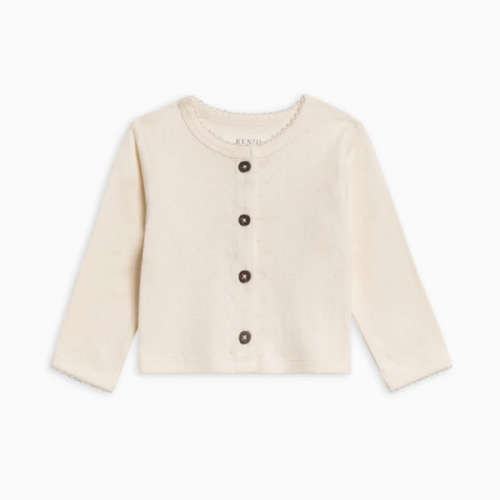 Clara Pointelle Button Down Cardigan