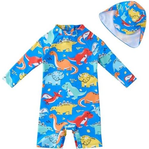 UMELOK Baby Boys UPF 50+ Sun Protection One Piece Rashguard Swimsuit with Snap Bottom
