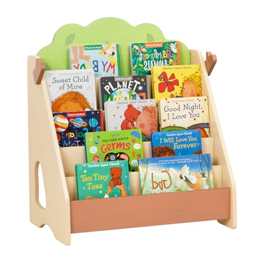 OOOK 5-Tier Toddler Montessori Bookshelf, Solid Wood Tree Bookshelf | Baby bookshelf, Child-Friendly Height, Premium Pine Front Facing Bookcase for Classroom, Playroom, Nursery