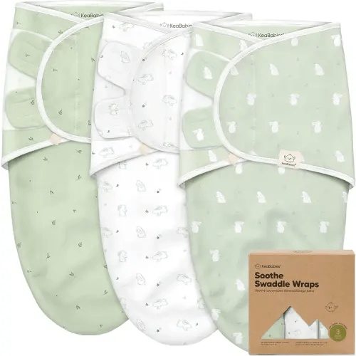 KeaBabies 3-Pack Organic Baby Swaddle Sleep Sacks - Swaddles for Newborns, Infant 0-3 Months, Baby Girls, Boys, Soft & Snug Newborn Sleep Sack, Nursery Swaddling Blankets (Bunnies)