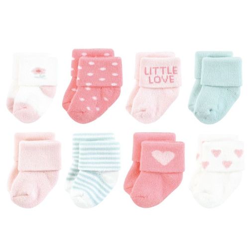 Hudson Baby Basics Infant Baby Cozy Terry Socks 8-Pack, Sweetheart Pink, 0-6 Months