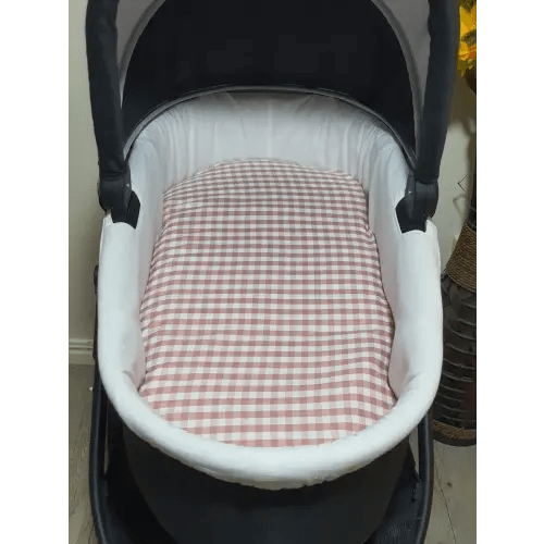 Pram/stroller bassinet liner-Dusty rose gingham