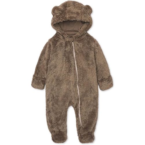 Baby Plush Long Sleeve Polar Fleece Jumpsuit With Bear Ears Baby Fleece Hooded Jumpsuit Infant Winter Outfit