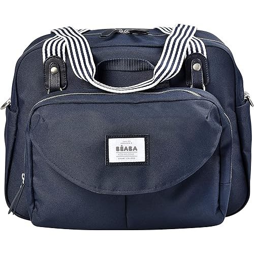 Beaba Geneva Diaper Bag, Multifunction Baby Diaper Bag, Includes Removable Strap for Stroller, Changing Pad, and Insulated Pouch, (Navy)